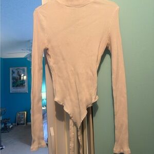 Elegant Cream Ribbed Bodysuit